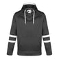 L00617 - Dangle - Adult Pullover Hockey Lace Hooded Sweatshirt - Black/White / XS / Fleece
