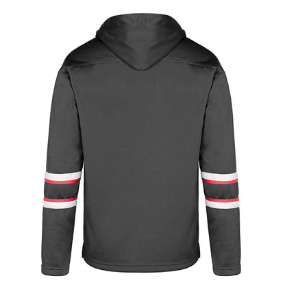 L00617 - Dangle - Adult Pullover Hockey Lace Hooded Sweatshirt - Fleece