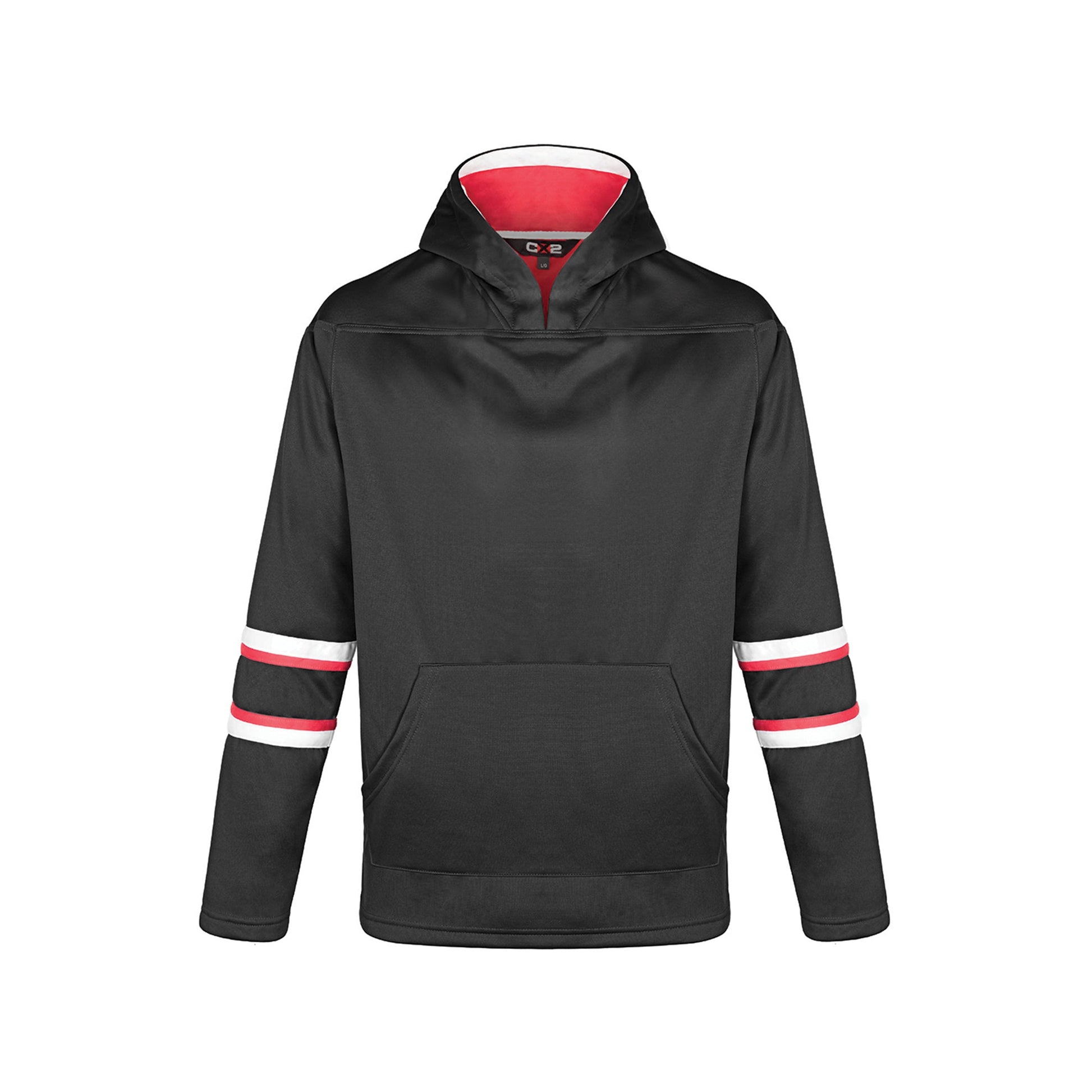 L0617Y - Dangle - Youth Pullover Hockey Lace Hooded Sweatshirt - Black/Red/White / S / Fleece