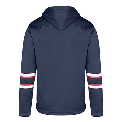 L00617 - Dangle - Adult Pullover Hockey Lace Hooded Sweatshirt - Fleece
