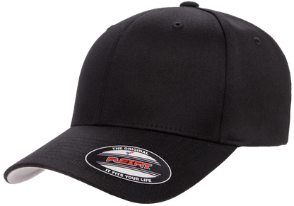 F06277 - FlexFit Wooly Combed Fitted Cap - Black / S/M - Headwear