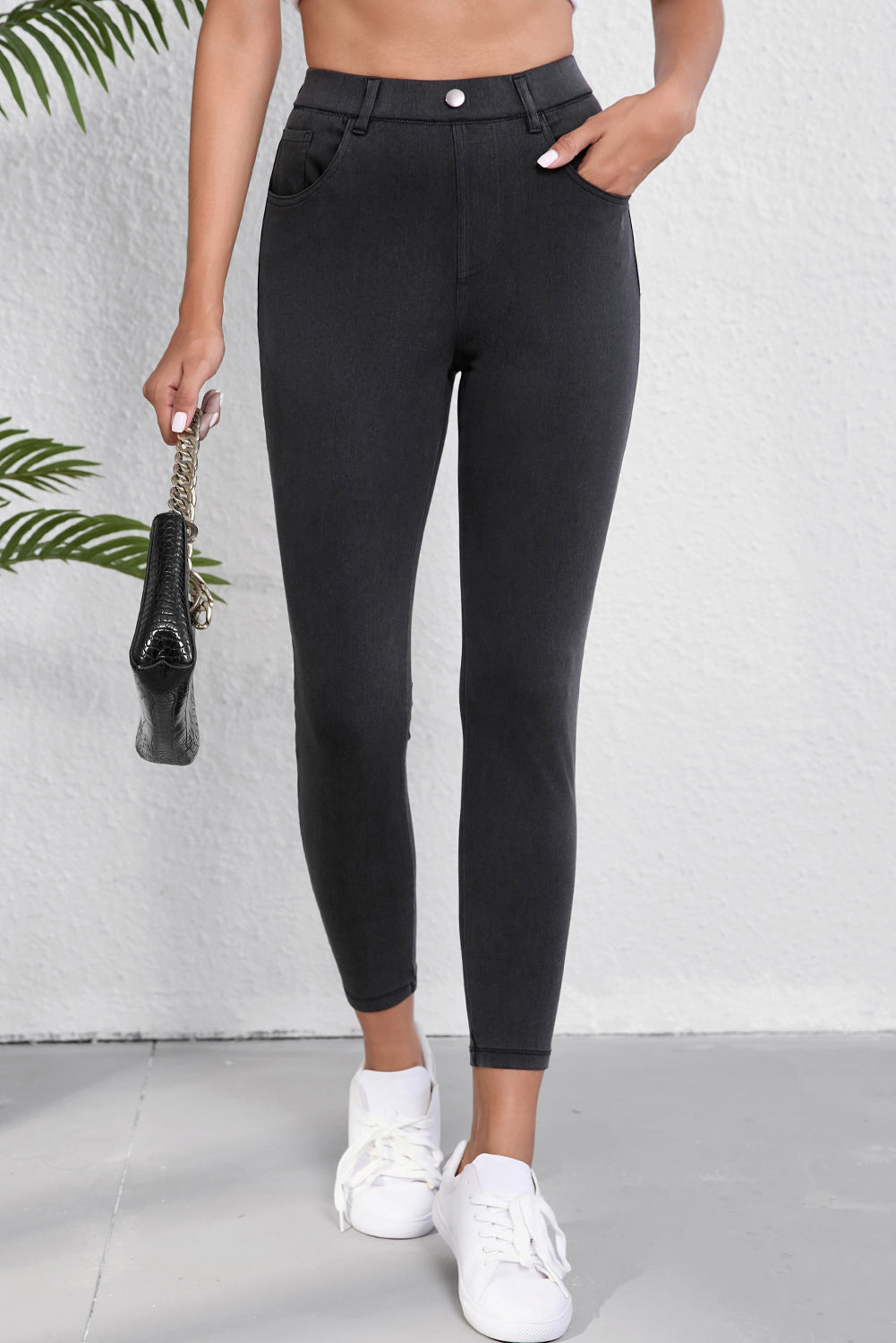 Black Skinny Fit Ankle High Waist Jeans