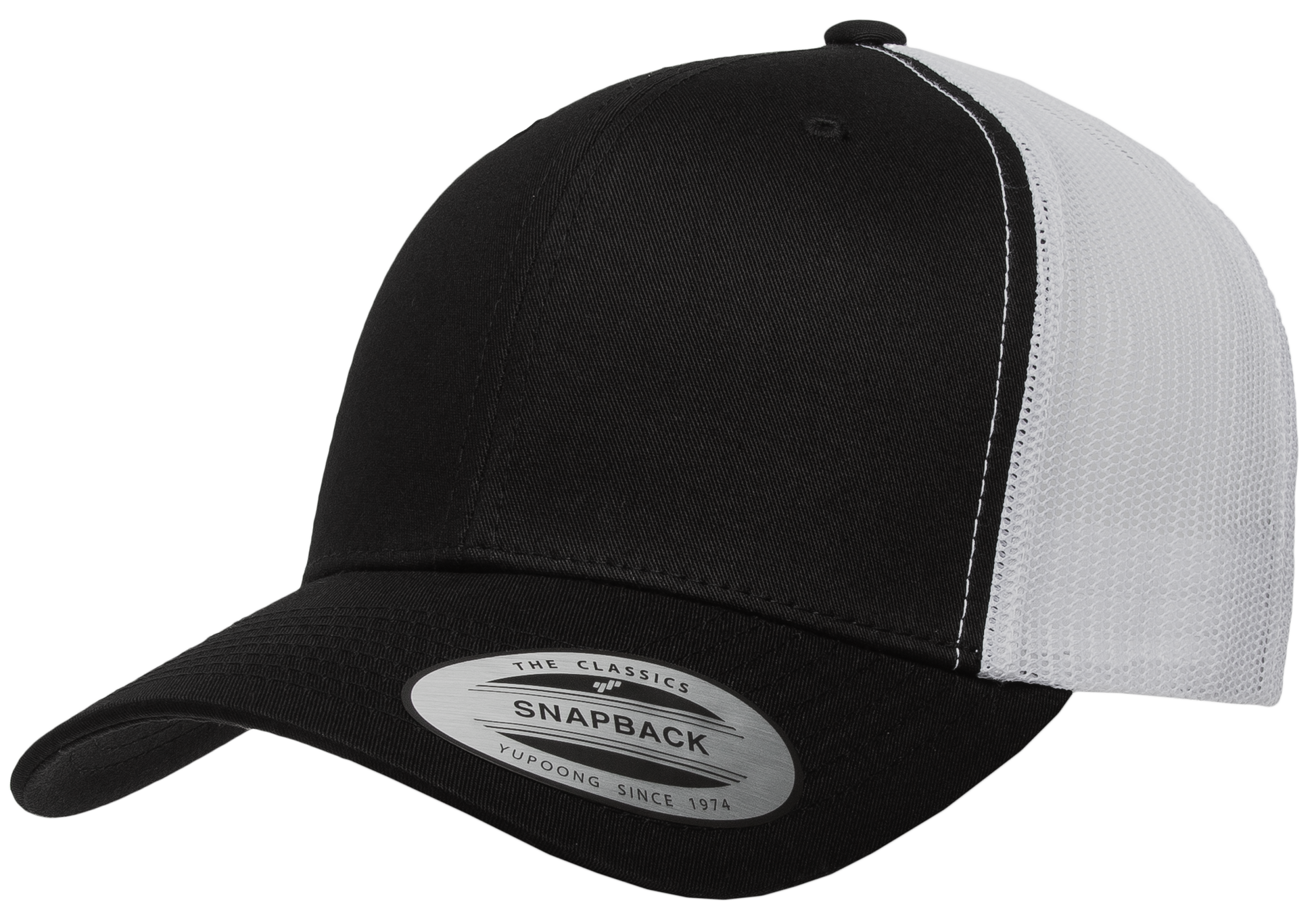 F6606T - YP Classics 2-Tone Snap Back Trucker Cap - Black/White - Headwear
