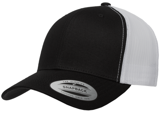 F6606T - YP Classics 2-Tone Snap Back Trucker Cap - Black/White - Headwear