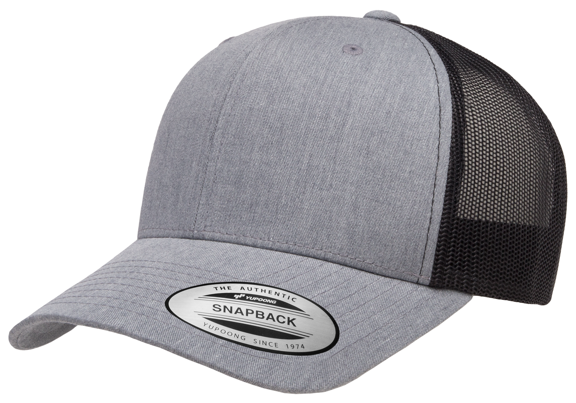 F6606T - YP Classics 2-Tone Snap Back Trucker Cap - Grey Heather/Black - Headwear