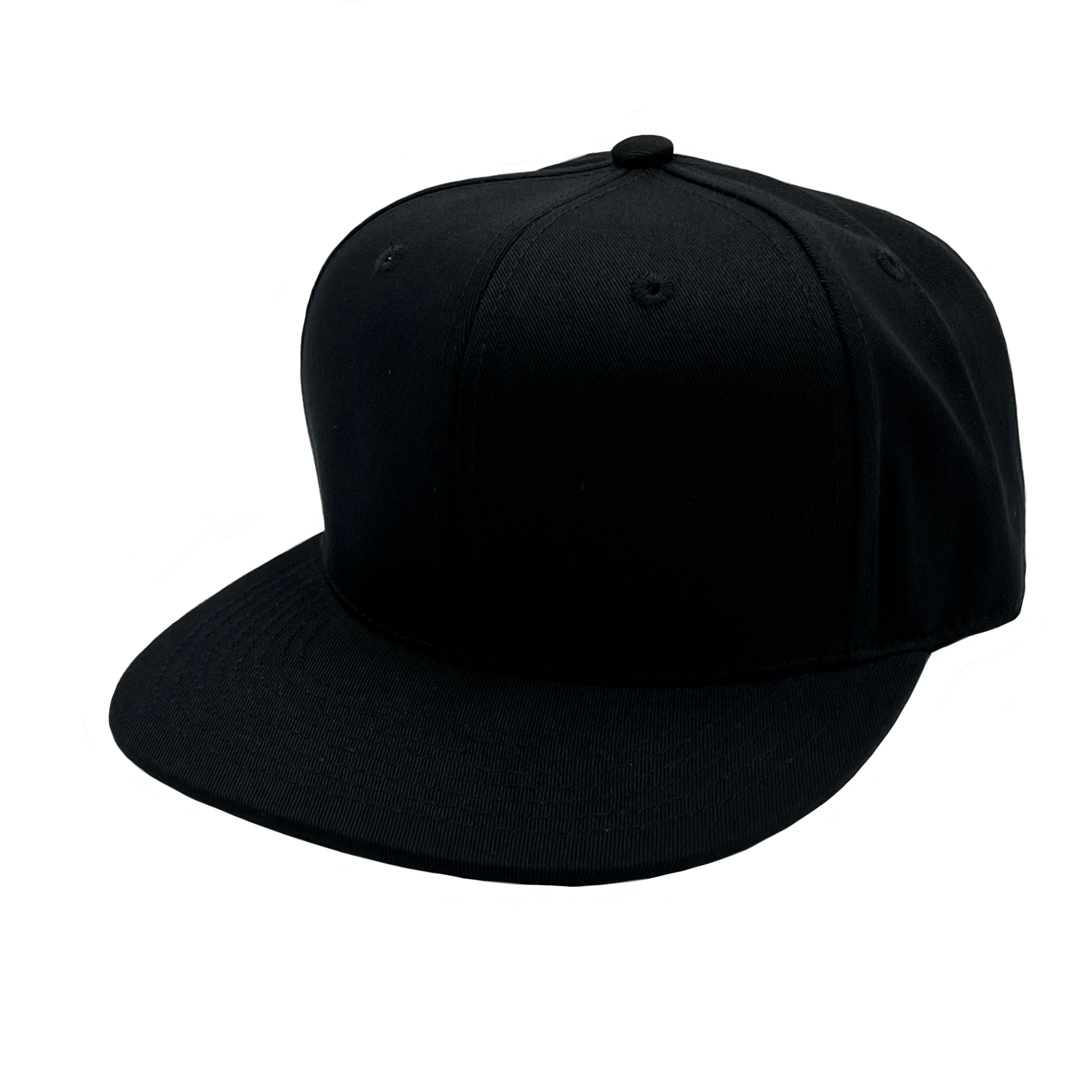 GNV-019 - 6 Panels Round Flat Bill Snapback - Black / One Size - CAPS