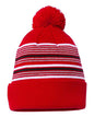 12" Striped Pom-Pom Cuffed Beanie -  - 6858