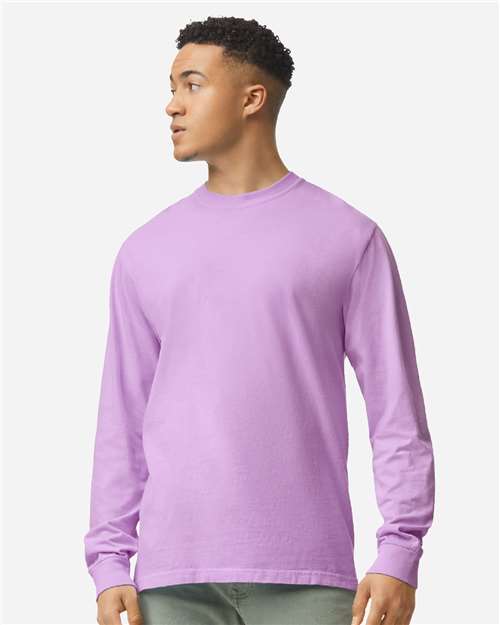 Unisex Garment-Dyed Heavyweight Long Sleeve T-Shirt - Orchid -  - 2217
