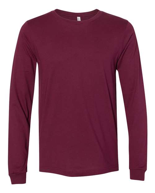 Unisex Jersey Long Sleeve Tee - Maroon -  - 123