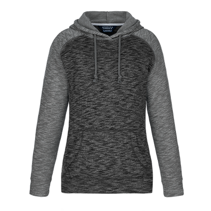 L00746 - Alameda - Ladies Pullover Hooded Sweatshirt - Black/Gunmetal Heather / XS / Fleece