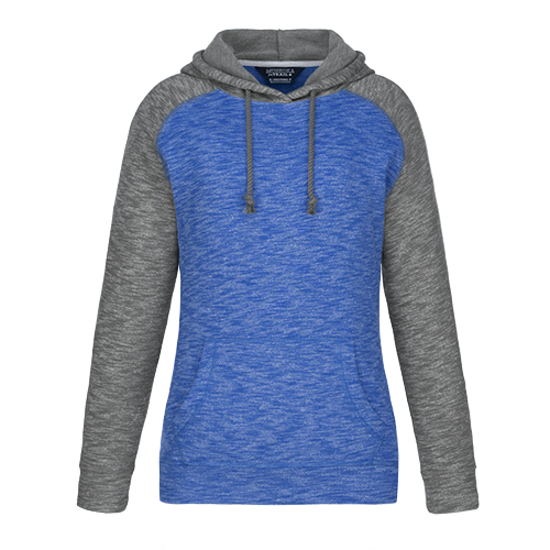 L00746 - Alameda - Ladies Pullover Hooded Sweatshirt - Blue/Gunmetal Heather / XS / Fleece