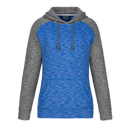 L00746 - Alameda - Ladies Pullover Hooded Sweatshirt - Blue/Gunmetal Heather / XS / Fleece