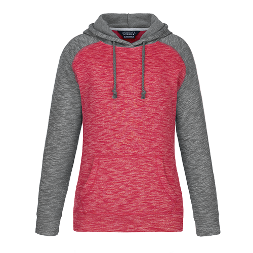 L00746 - Alameda - Ladies Pullover Hooded Sweatshirt - Red/Gunmetal Heather / XS / Fleece