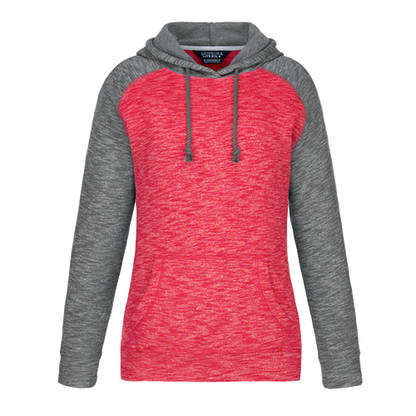L00746 - Alameda - Ladies Pullover Hooded Sweatshirt - Red/Gunmetal Heather / XS / Fleece