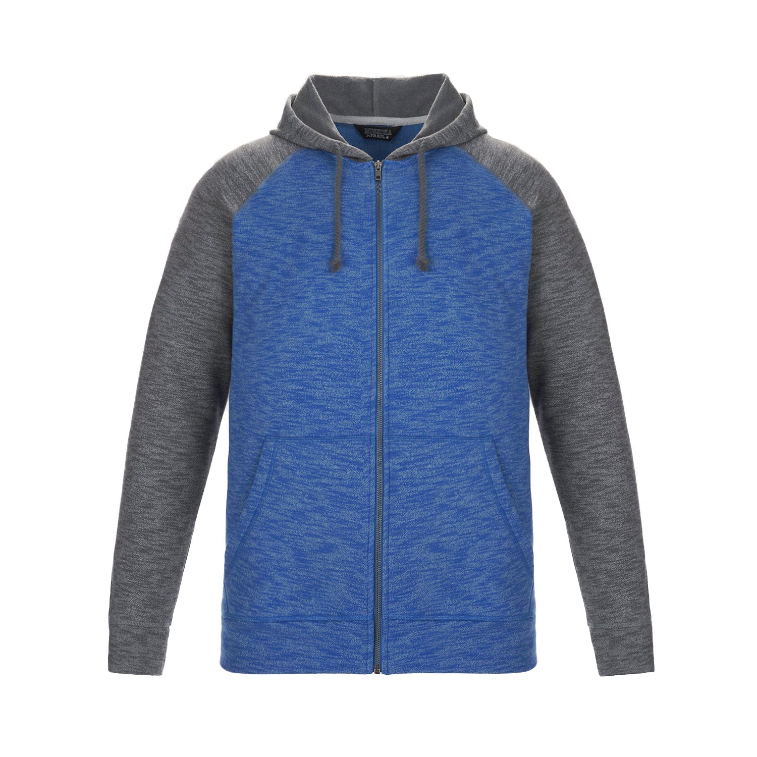 L00755 - Irvine - Adult Full Zip Hooded Sweatshirt - Blue/Gunmetal Heather / S / Fleece