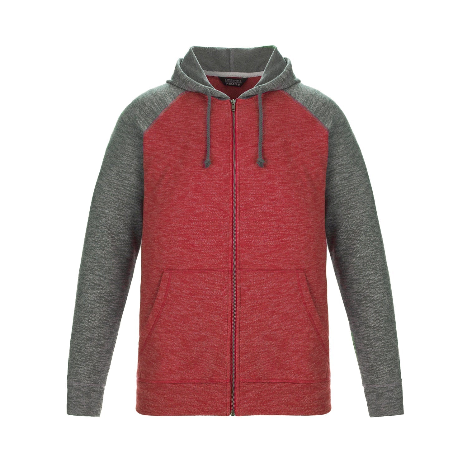 L00755 - Irvine - Adult Full Zip Hooded Sweatshirt - Red/Gunmetal Heather / S / Fleece