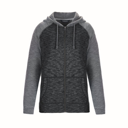 L00756 - Irvine - Ladies Full Zip Hooded Sweatshirt - Black/Gunmetal Heather / XS / Fleece