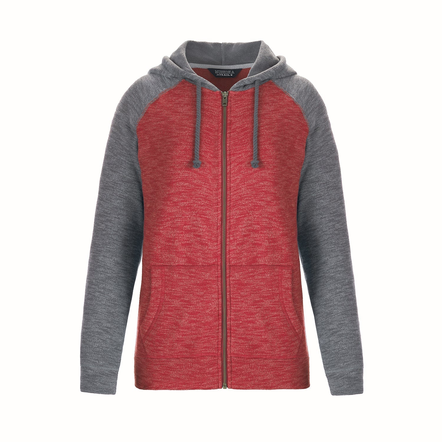 L00756 - Irvine - Ladies Full Zip Hooded Sweatshirt - Red/Gunmetal Heather / XS / Fleece