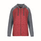 L00756 - Irvine - Ladies Full Zip Hooded Sweatshirt - Red/Gunmetal Heather / XS / Fleece