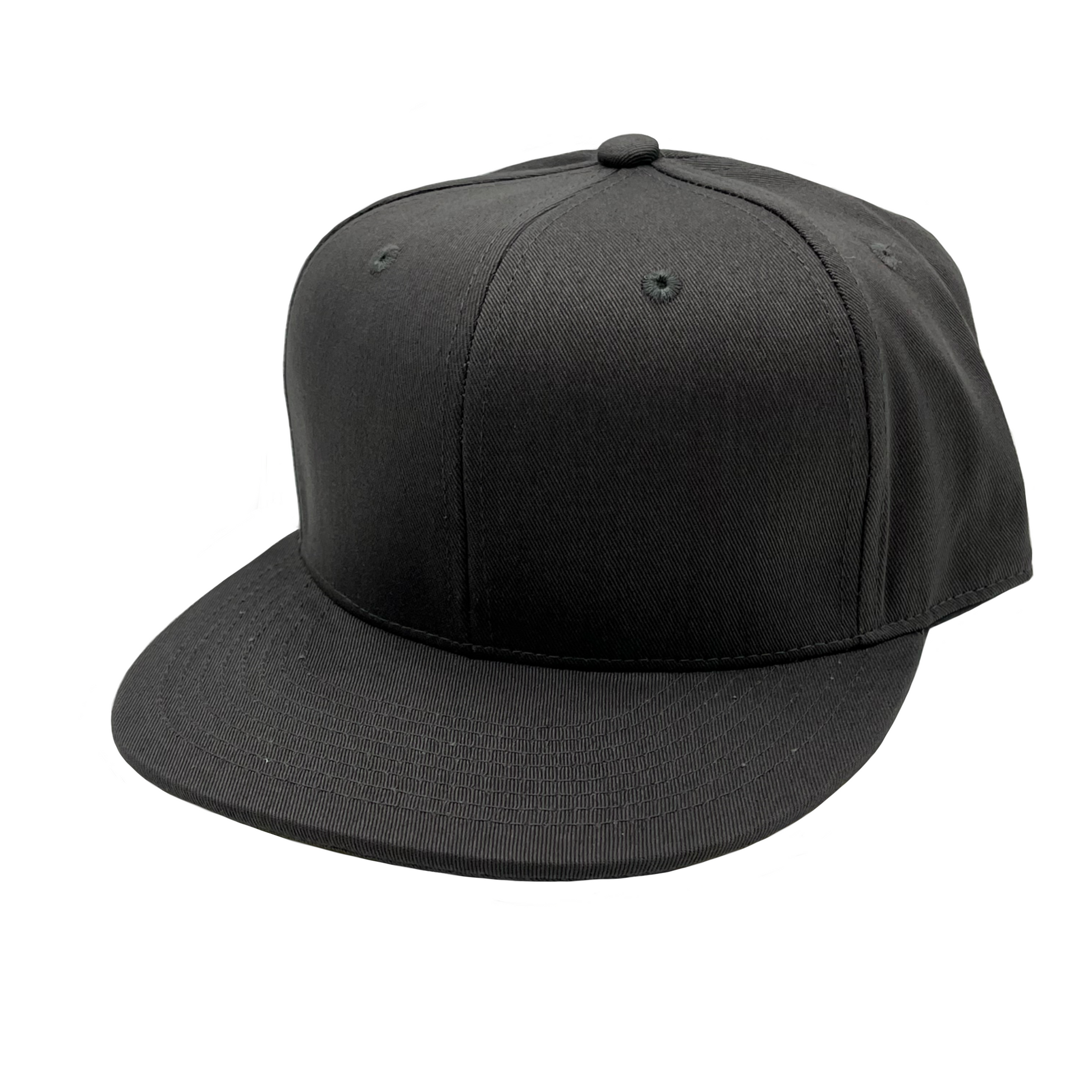 GNV-019 - 6 Panels Round Flat Bill Snapback - Charcoal / One Size - CAPS