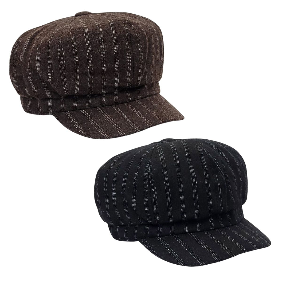Newsboy Hat - Stripes Brown & Black
