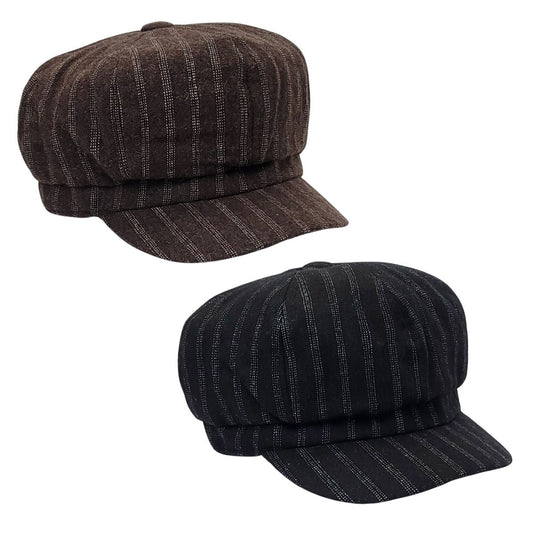Newsboy Hat - Stripes Brown & Black