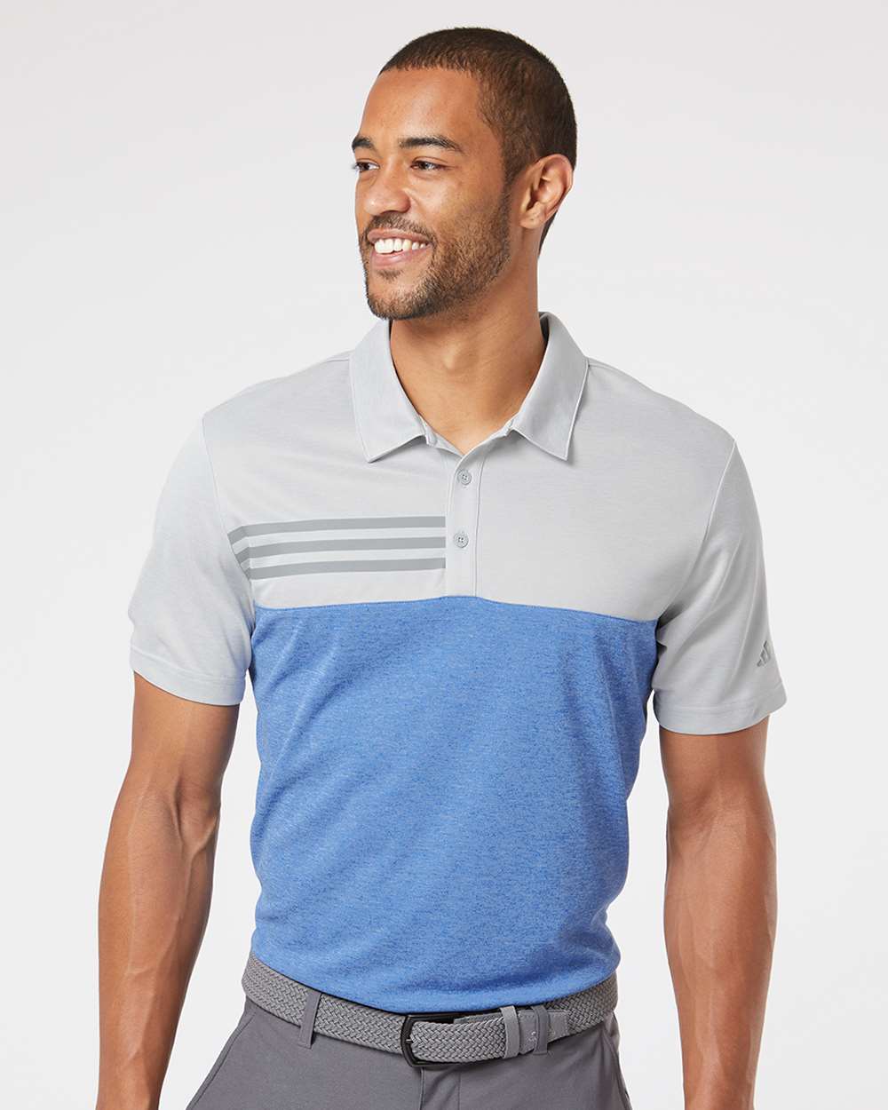 Adidas Heathered Colorblocked 3-Stripes Polo A508