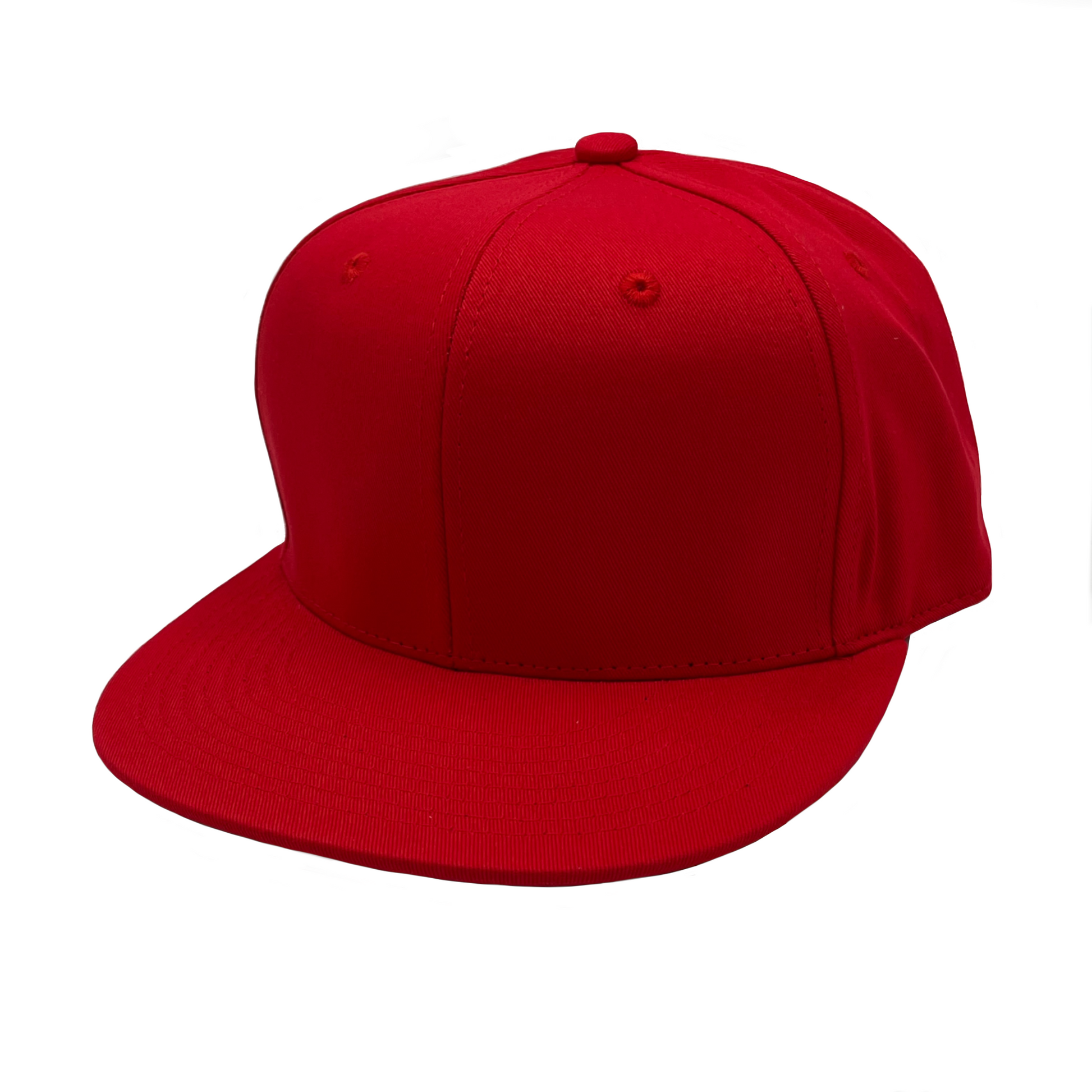 GNV-019 - 6 Panels Round Flat Bill Snapback - Red / One Size - CAPS