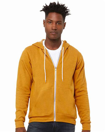 Unisex Sponge Fleece Full-Zip Hoodie Sweatshirt - Heather Mustard -  - 2769