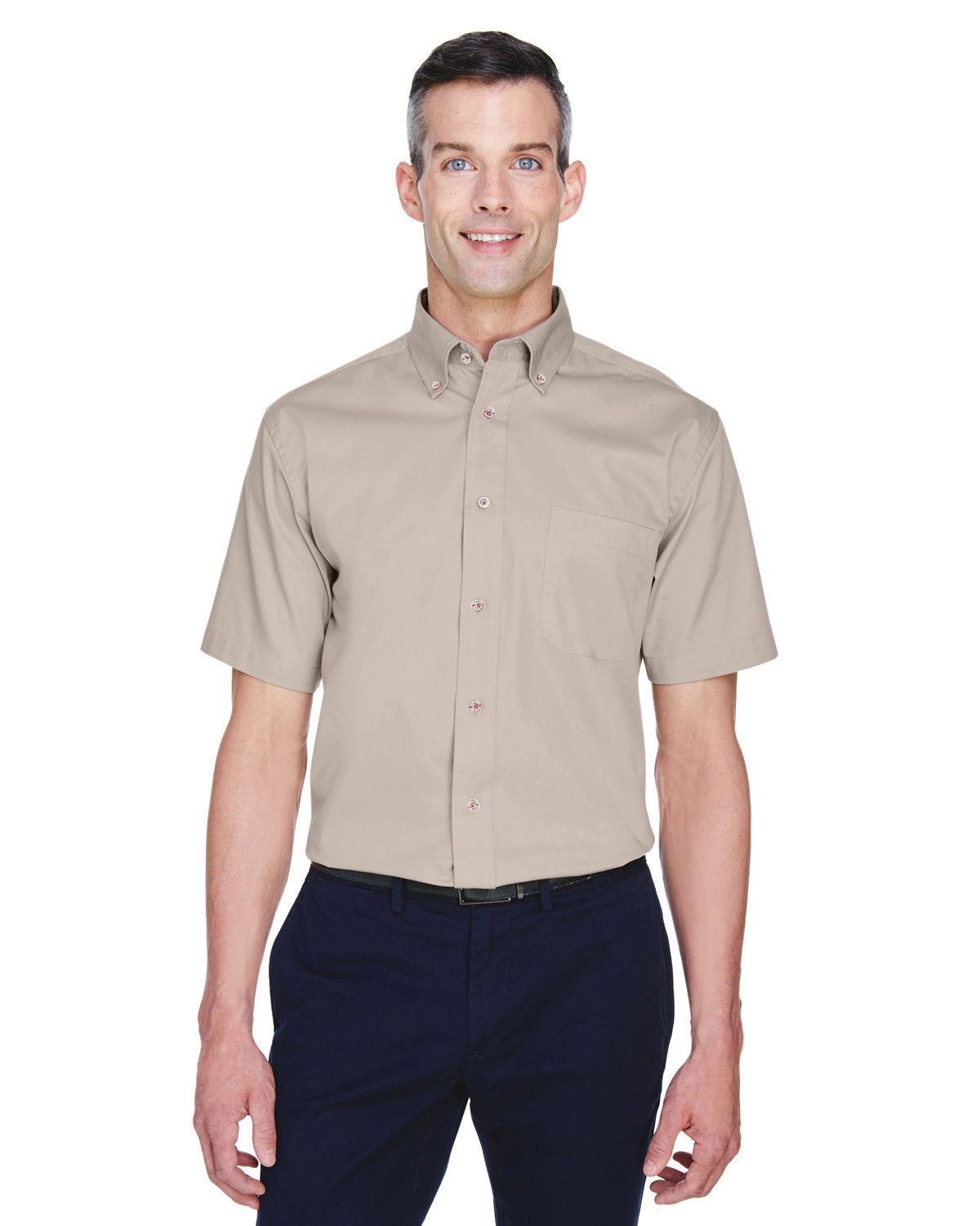 Harriton Men's Easy Blend™ Short-Sleeve Twill Shirt with Stain-Release M500S