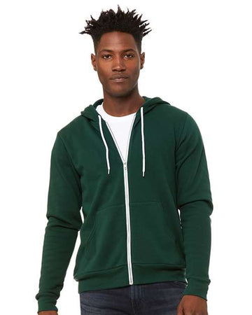 Unisex Sponge Fleece Full-Zip Hoodie Sweatshirt - Forest -  - 2769