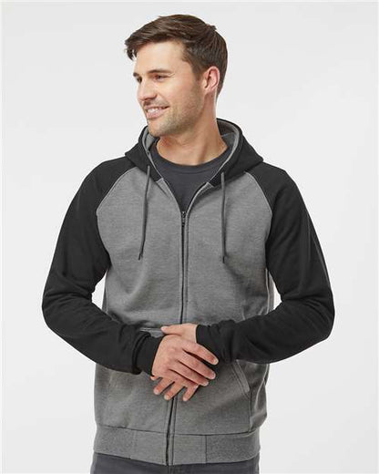 Fleece Raglan Hooded Full-Zip Sweatshirt -  - 9371 - Toronto Screen Printing- Color
