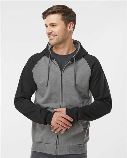 Fleece Raglan Hooded Full-Zip Sweatshirt -  - 9371 - Toronto Screen Printing- Color