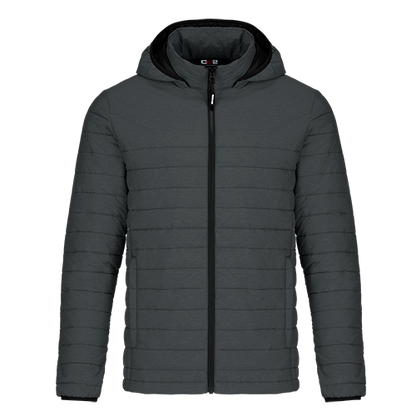 L00930 - Yukon - Men’s Puffy Jacket w/ Detachable Hood - Black Charcoal Heather / S - Puffer
