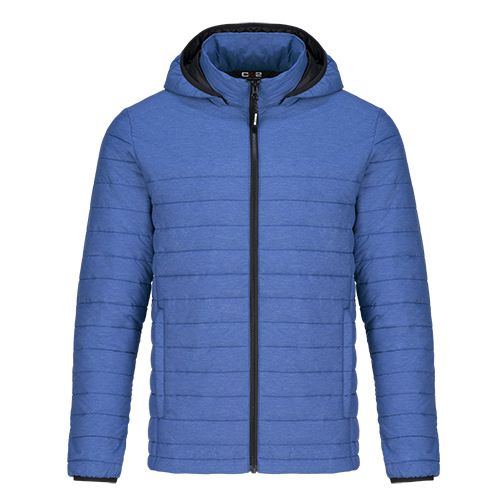 L00930 - Yukon - Men’s Puffy Jacket w/ Detachable Hood - Blue Heather / S - Puffer