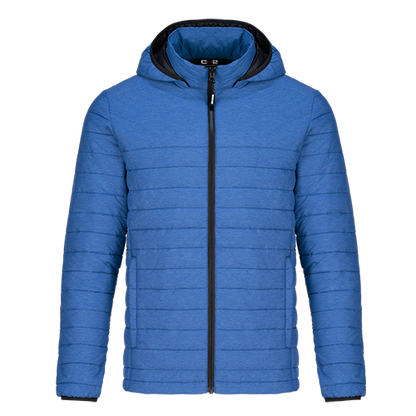 L00930 - Yukon - Men’s Puffy Jacket w/ Detachable Hood - Blue Heather / S - Puffer