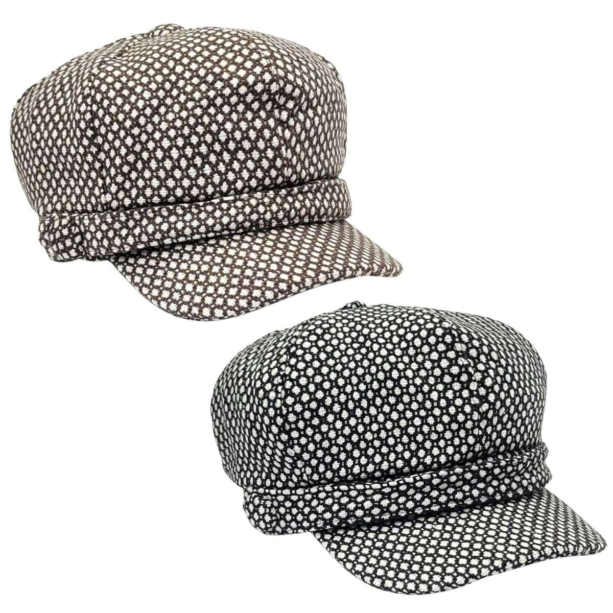 Newsboy Hat - Polka Dots Brown & Black