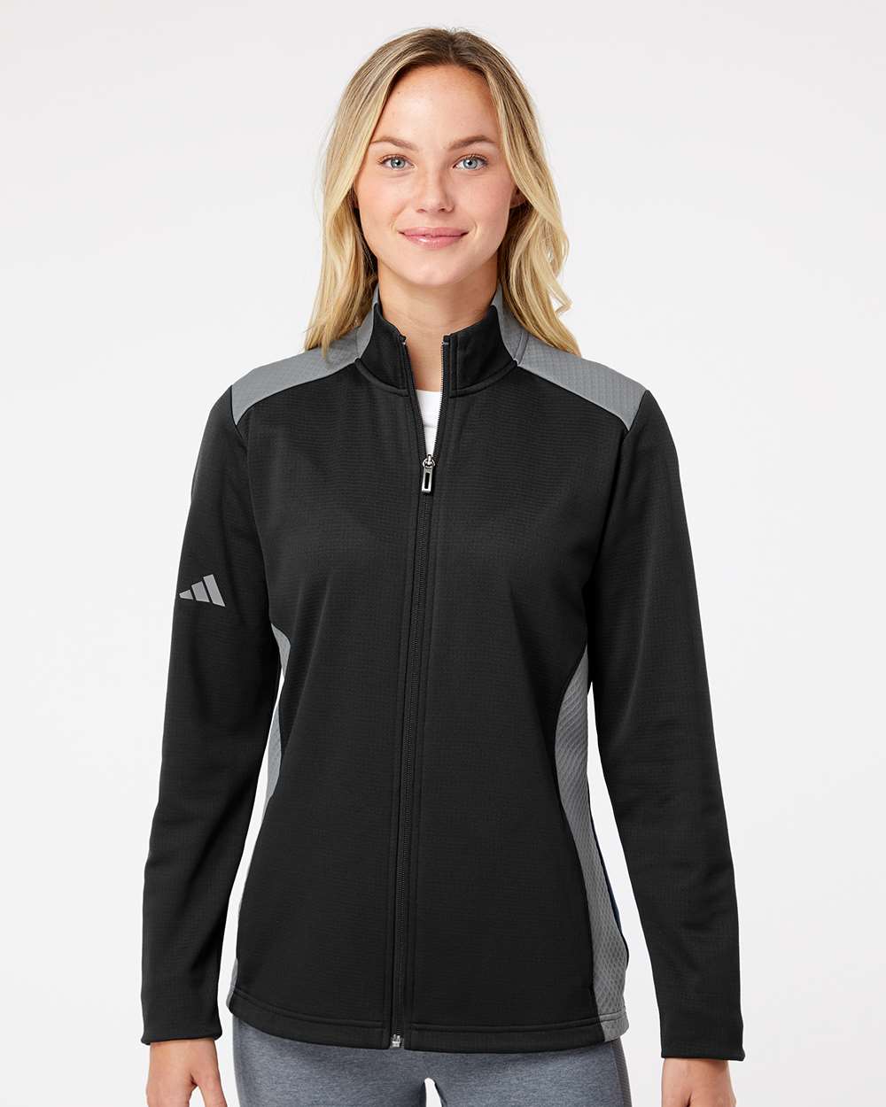 Adidas Women's Textured Mixed Media Full-Zip Jacket A529