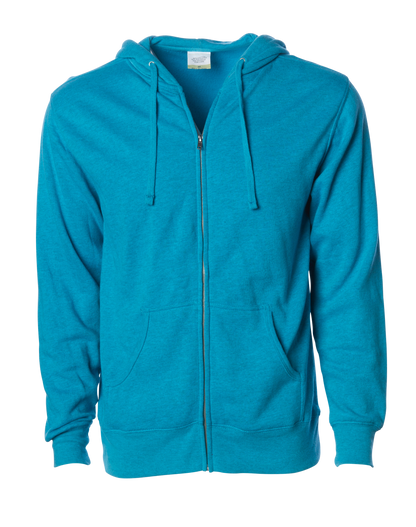 AFX4000Z - Lightweight Zip Hooded Sweatshirt - Turquoise Heather / S - CLOSE