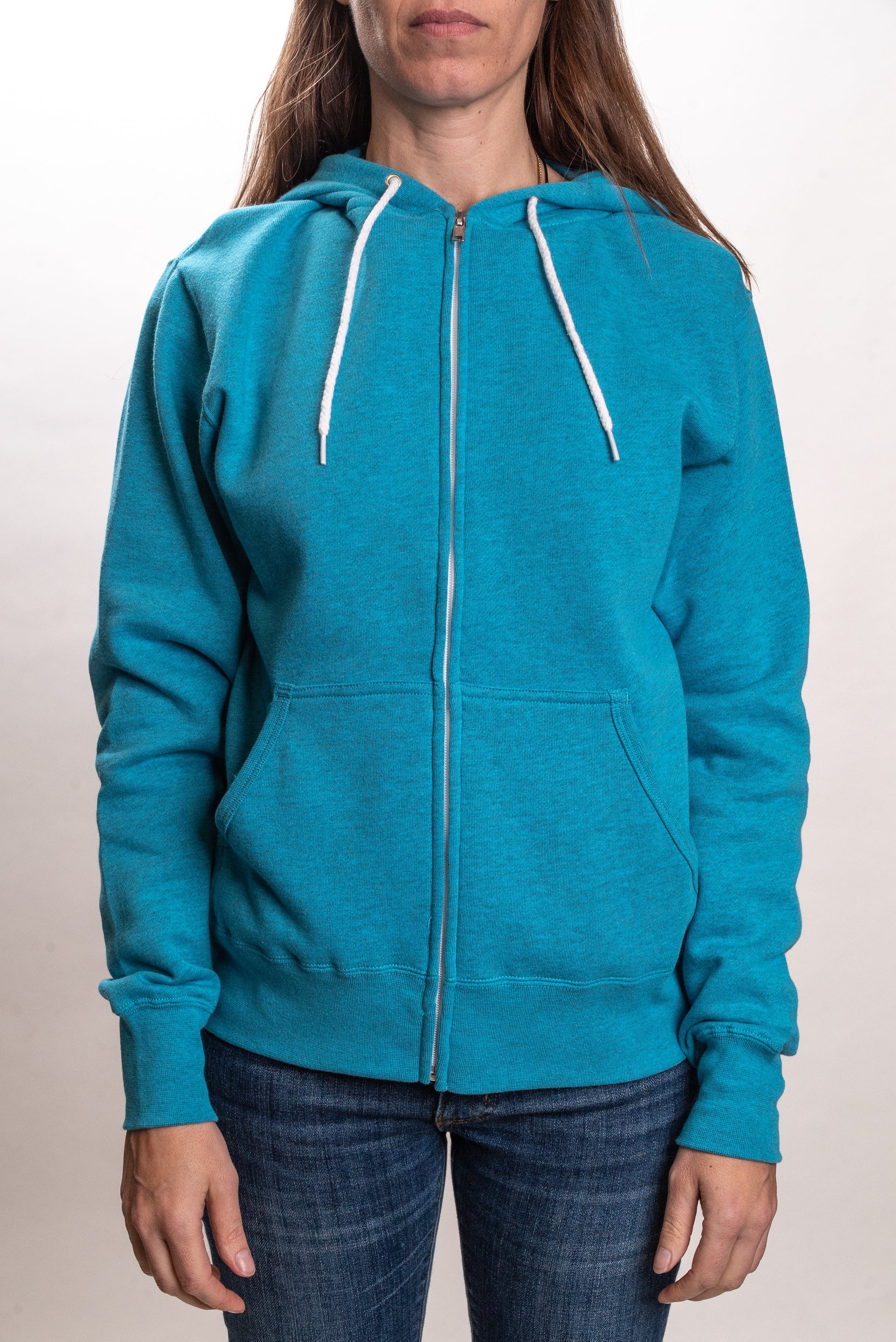 AFX90UNZ - Unisex Zip Hooded Sweatshirt - Turquoise Heather / XS - CLOSE
