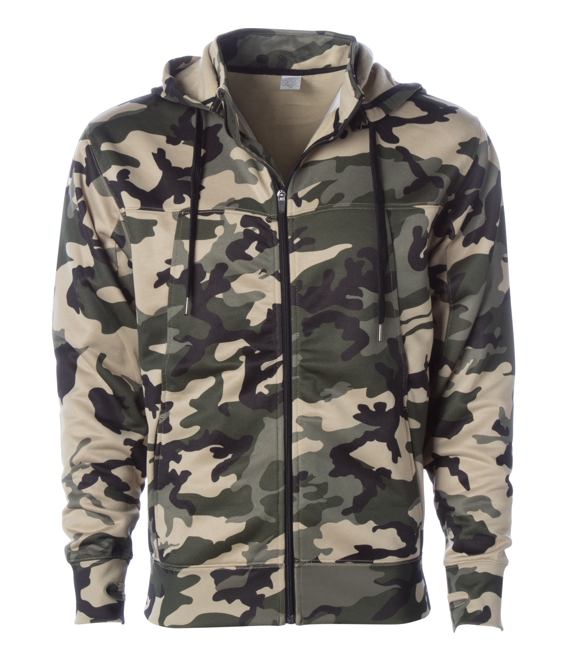 EXP80PTZ - Poly-Tech Zip Hooded Sweatshirt - Army Camo / XS - CLOSE