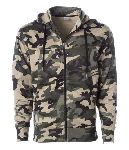 EXP80PTZ - Poly-Tech Zip Hooded Sweatshirt - Army Camo / XS - CLOSE