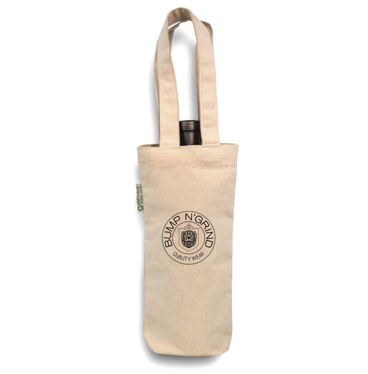 B3760 - Organic Cotton Single Bottle Wine Bag with Durable Handles for Sustainable Gift Wrapping - Tote
