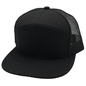 GNV-7005M - 7 Panels Mesh Flat Bill Cap - Black / One Size - CAPS