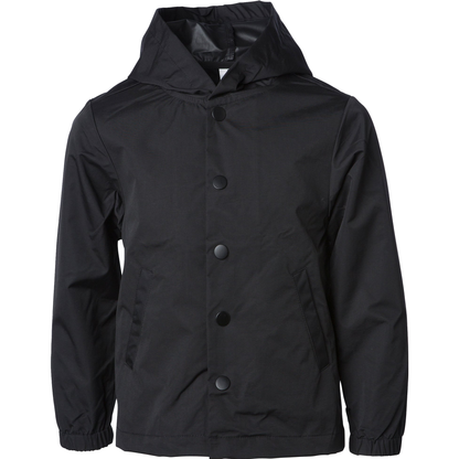 EXP15YNB - Youth Water Resistant Hooded Windbreaker Coaches Jacket - Black / XS - COATS & JACKETS