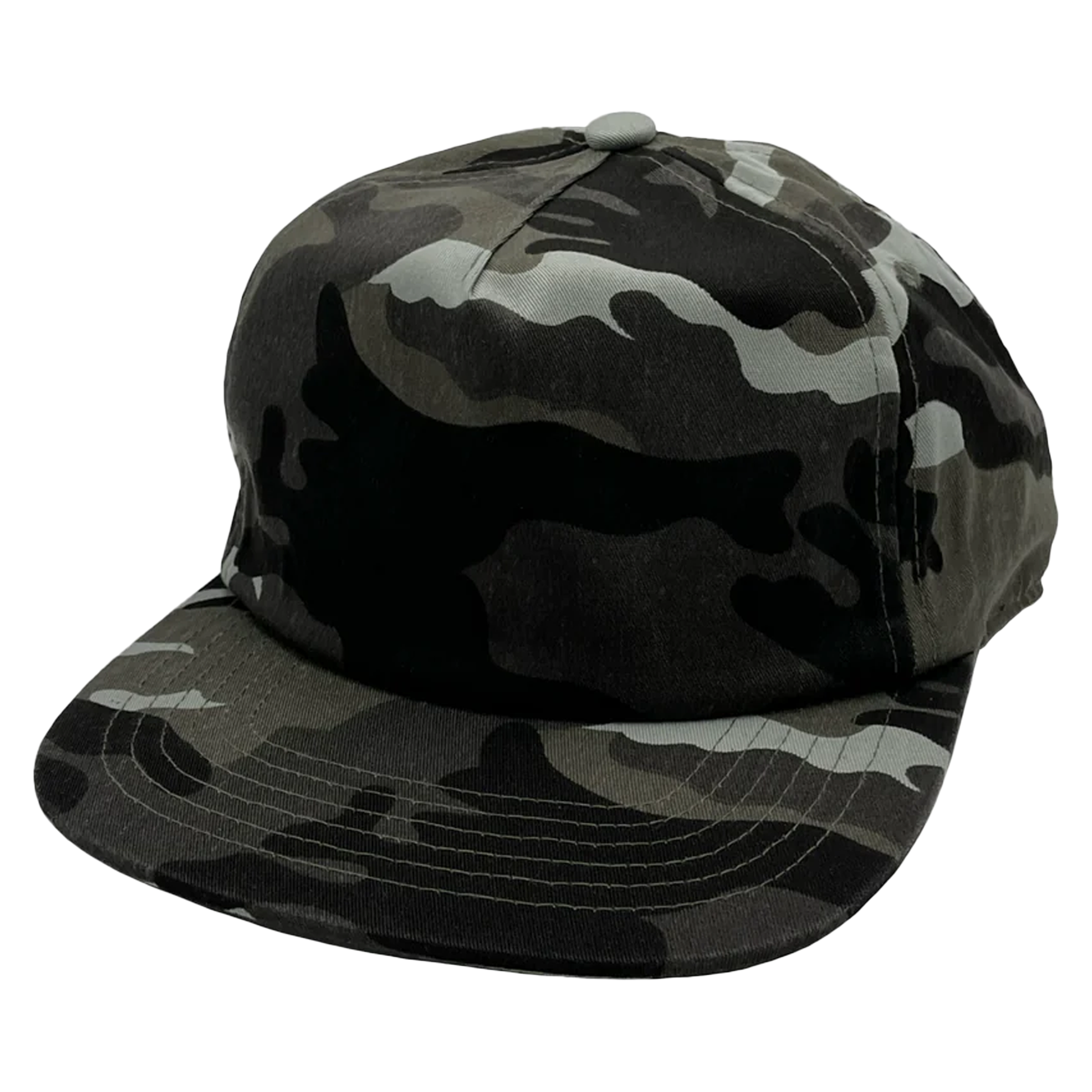 GNV-1040SB - 5 Panels Mid Profile Flat Bill - Black Camo / One Size - CAPS