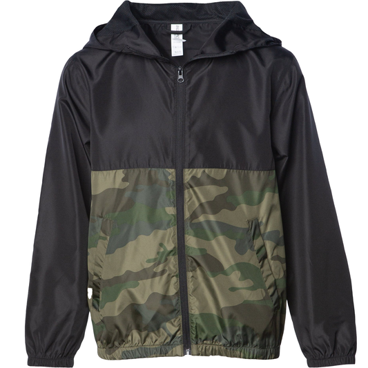 EXP24YWZ - Youth Lightweight Windbreaker Jacket - Black Forest Camo / XS - COATS & JACKETS