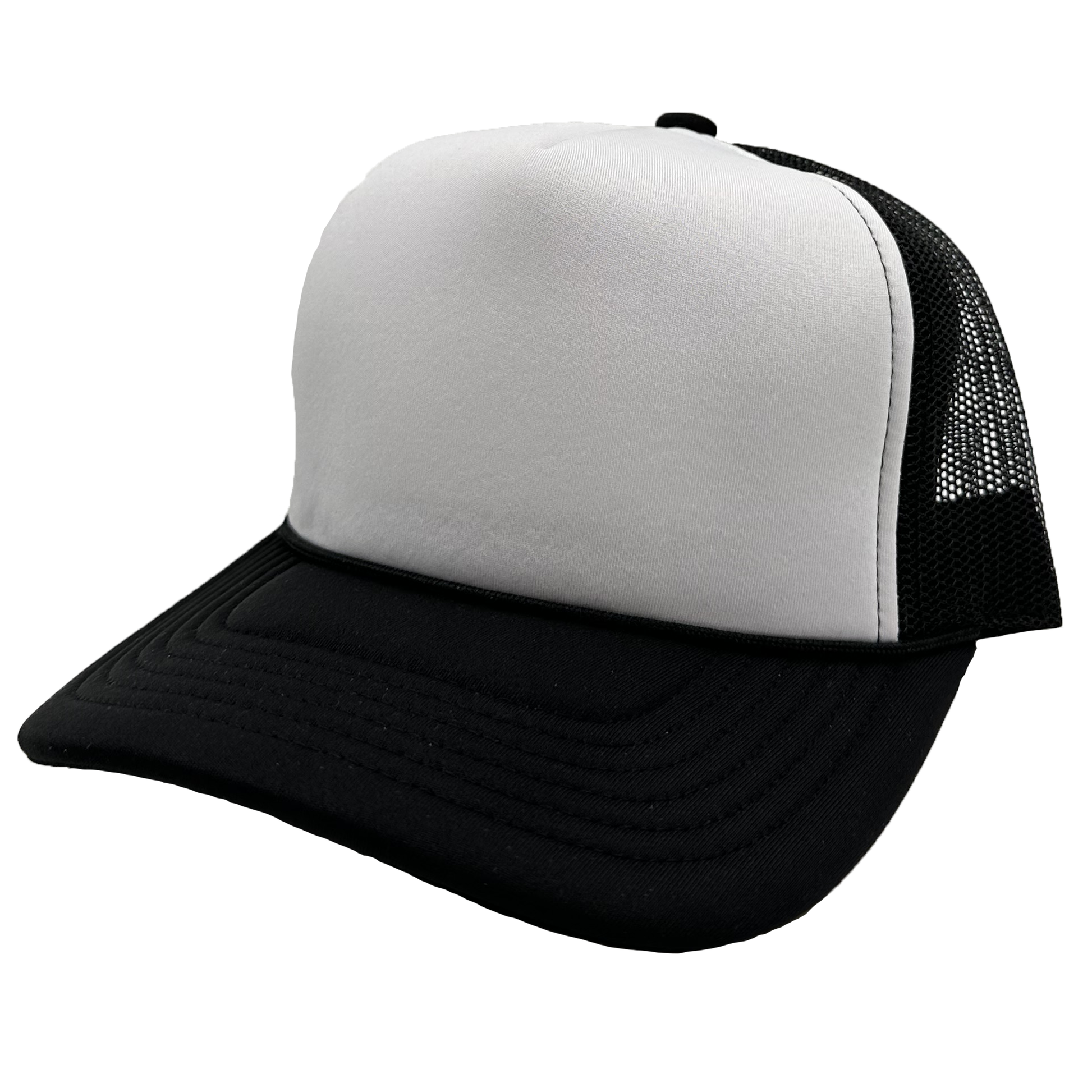 GNV-1222FT - Foam Trucker Cap - Black White / One Size - CAPS