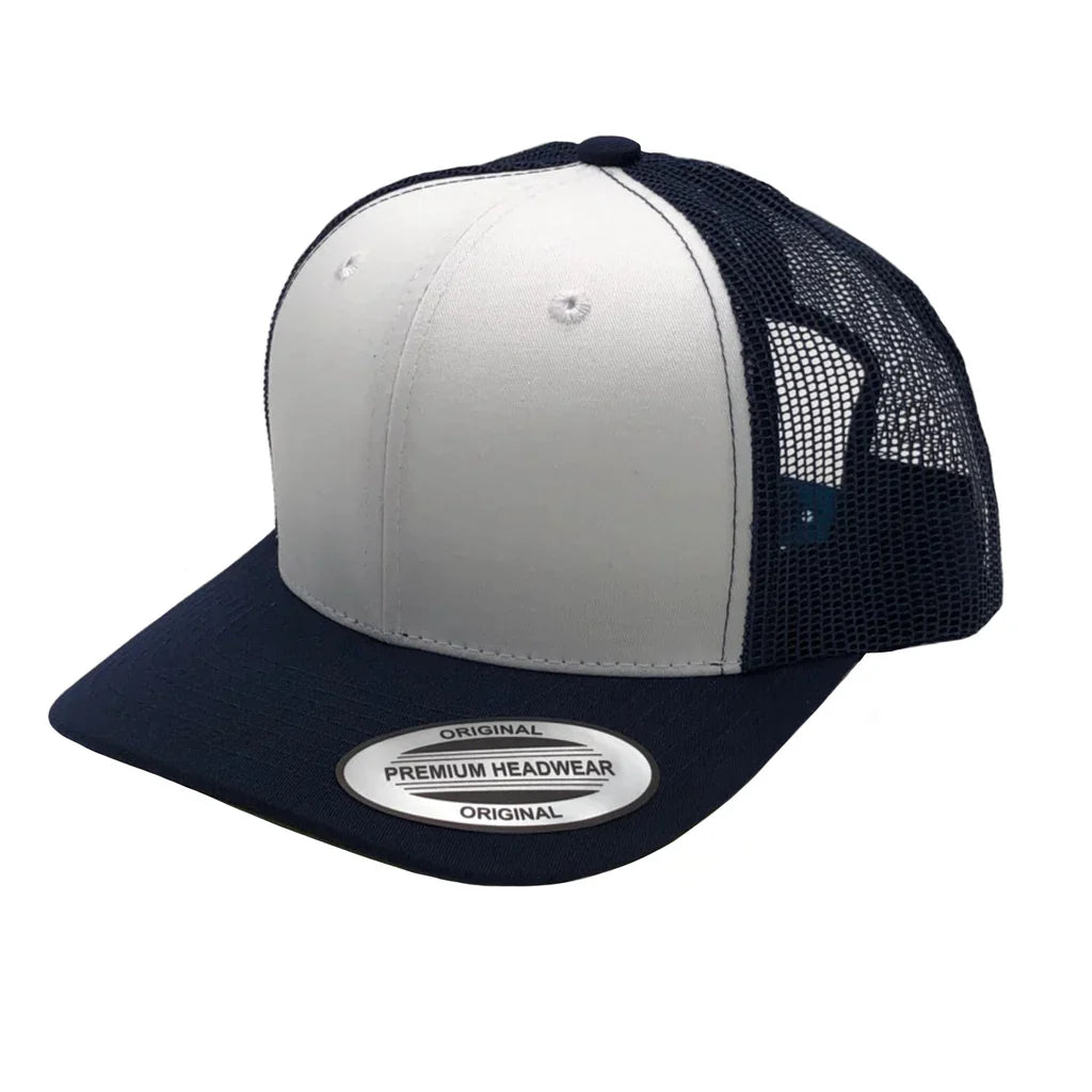 GNV-6606T - Premium Trucker Mesh Cap - Navy White / ONE SIZE - CAPS