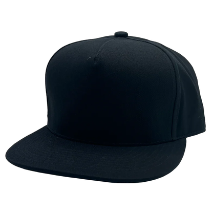 GNV-OTS001P5 - 5 Panels High Profile Flat Bill - Black / One Size - CAPS